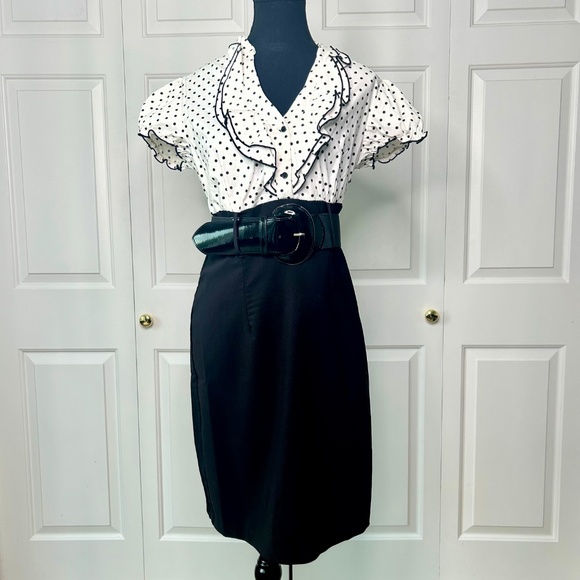 Cocomo Polka Dots Shirt with Black Skirt Dress - Picture 2 of 4